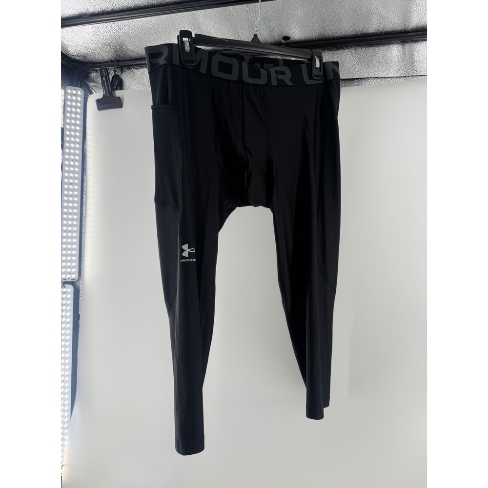 Under Armour HeatGear Compression Leggings Mens XL Black Pocket 1361586-001
